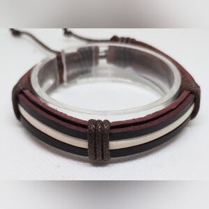 Men's Bracelet‎ Leather Brown New f39